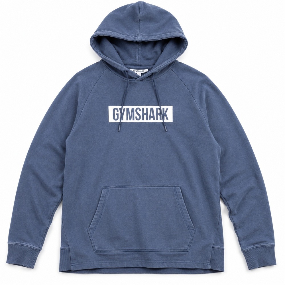 Gymshark Logo Hoodie Mens Large Blue Pullover Sweatshirt Fleece